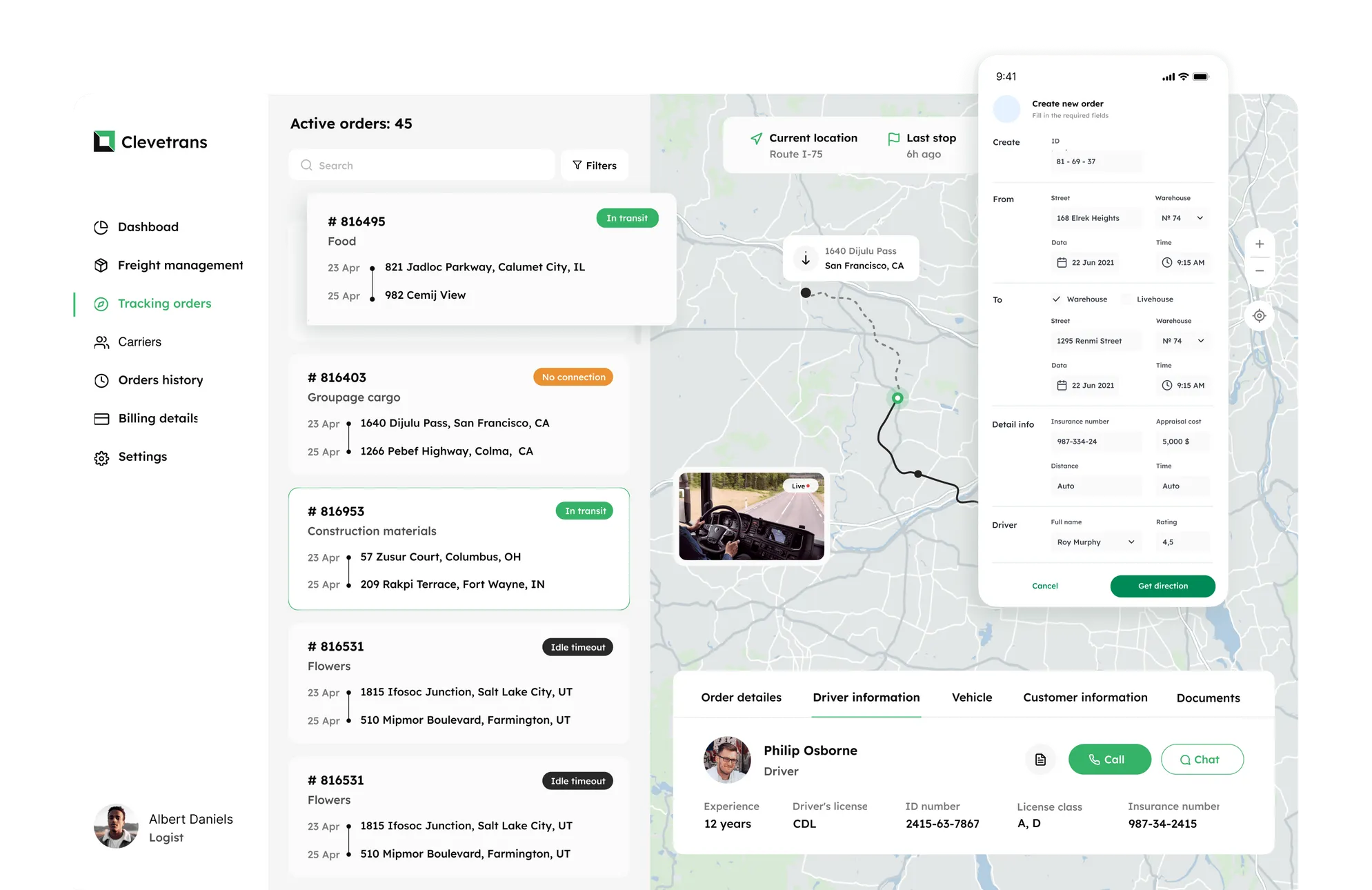 Transportation Management System with Route Planning