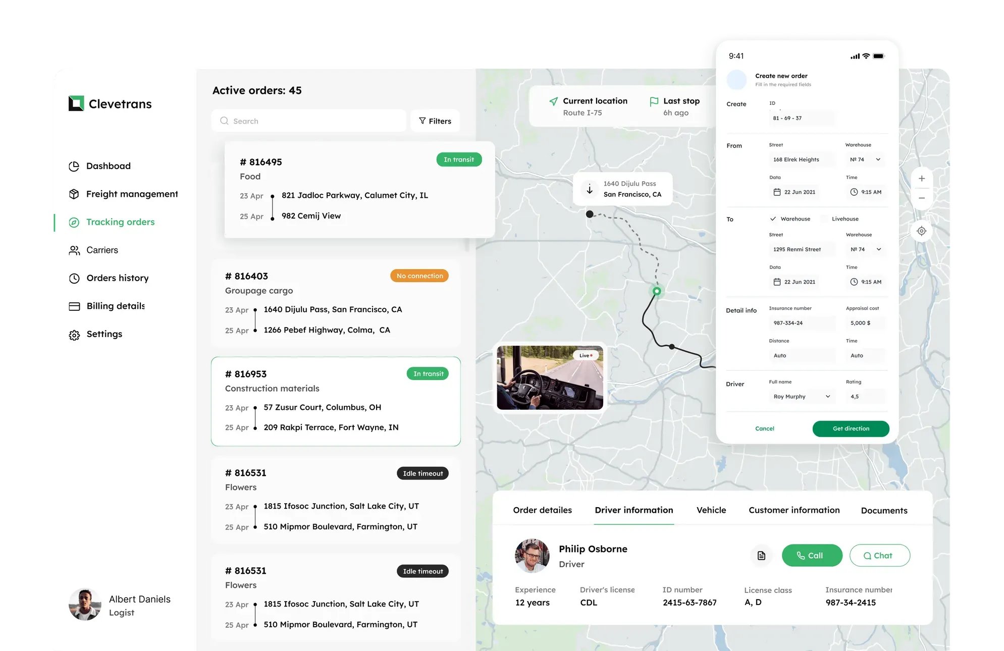 Transportation Management System with Route Planning